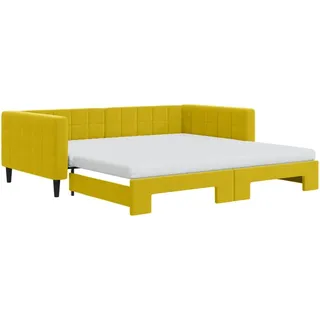 vidaXL Tagesbett Ausziehbar mit Matratzen Gelb 100x200 cm Samt - Gelb