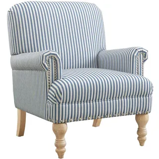 Mid.you Ohrensessel , Blau , Holz, Metall, Textil , 76x89x73 cm , gepolsterte Armlehnen , Wohnzimmer, Sessel, Ohrensessel