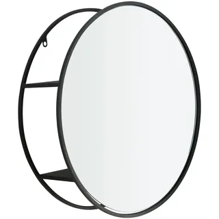 [en.casa] Wandspiegel, Schwarz, Glas, Rund, 50x13x50 cm