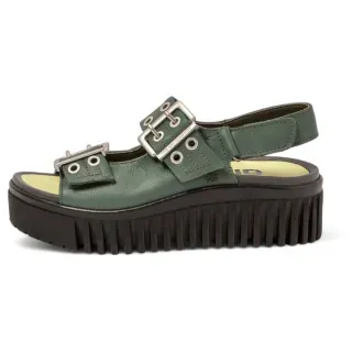 Art für Damen. 1157911DI003_0G3 Ledersandalen 1579 Brighton grün (41), 3 bis 5 cm, Schnalle, Lässig