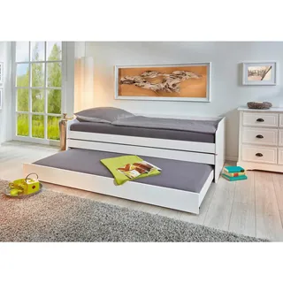 Mid.you Ausziehbett , Weiß , Holz , Kiefer , massiv,vollmassiv , Höhe ca. in den Laden 12 cm , 90x200 cm , Babymöbel & Kindermöbel, Kinderzimmer & Jugendzimmer, Kinderbetten, Kinderbetten & Jugendbetten