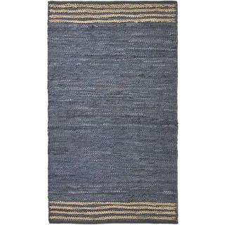 Homescapes Flickenteppich aus Recycling-Leder 60/90 cm , Gestreift , Rechteckig , 60x90 cm ,