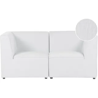 BELIANI Sofa Cremeweiß Stoffbezug aus Cord mit Armlehnen 2-Sitzer Modulsofa Wohnzimmermöbel Modern Wohnecke Sitzecke - Weiß