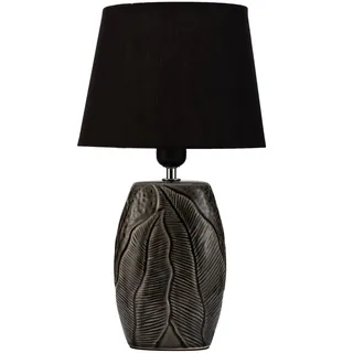 Pauleen 48221 Midnight Dream Tischleuchte max. 20 Watt handgefertigt Schwarz, Grau Nachttischlampe im Glamour Look aus Stoff, Keramik E27