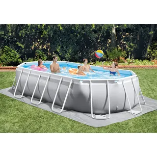 Intex Prism Frame Pool Set oval 503 x 274 x 122 cm inkl. Filterpumpe, Boden-Schutzplane, Abdeckplane, Poolleiter