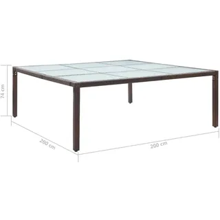 vidaXL Garten-Esstisch 200 x 200 x 74 cm Braun