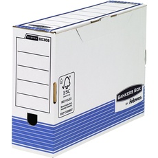 Bankers Box Archivschachtel Folio mit FastFold System, 100 mm, FSC, 10er-Packung, weiß/blau