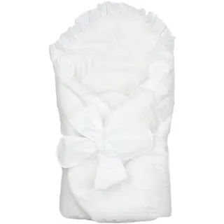TupTam Unisex Baby Einschlagdecke mit Schleife, Farbe: Weiß, Größe: 70 x 70 cm
