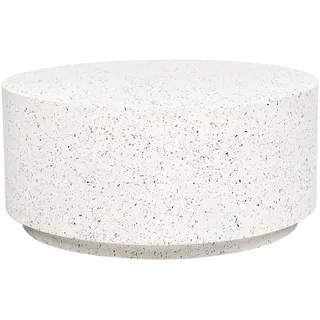Beliani Garten Beistelltisch Beton weiß Terrazzo Optik rund 90 cm Trezzo , Weiß , Keramik , 90x41x90 cm , Wohnzimmer, Wohnzimmertische, Couchtische