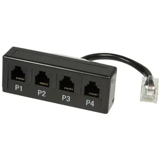 Logilink 0.1m RJ45/4xRJ11, Telefonsplitter Schwarz