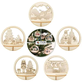 MCE-Commerce 5 Motive Holz Steckteil "Weihnachten" für MCE-Commerce Acryl Kugel 8 cm
