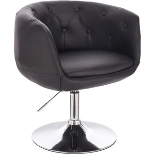 Svita Panama Retro Loungestuhl Cocktailsessel Schwarz Kunstleder Tellerfuß