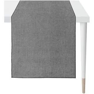 Tischläufer APELT "Stone", grau (anthrazit), B:140cm L:46cm, Leinen, Polyester, Tischdecken, Tischläufer