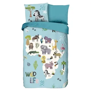 Good Morning Bettbezug Wildlife Aqua 140 x 200 / 220 cm - Blau