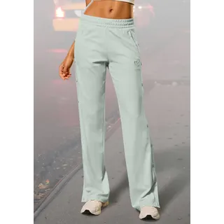Loungepants FRENCH CONNECTION, Damen, Gr. 48/50, N-Gr, grün (mint), Obermaterial: 70% Viskose, 25% Polyamid, 5% Elasthan, bestickt, unifarben, bequem lang, Hosen Loungepants, mit Druckknöpfen seitlich am Bein