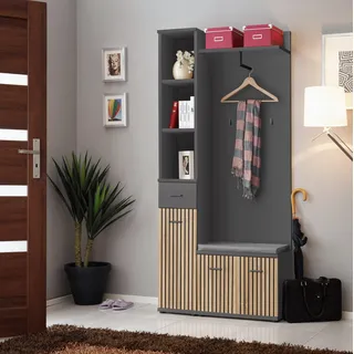 Flurwand DELAN 1 – anthrazit / Eiche artisan - Grau