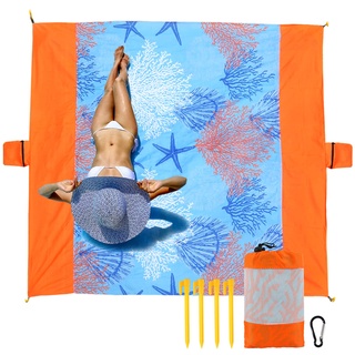 NewDoar Stranddecke Sanddicht Extra Groß für 1-3 Erwachsene Sandfreie Picknickdecke Bunt Wasserdicht Übergroße Leichte Picknickmatte für Camping Wandern Strandreisen-2 * 2.1M/1-3person