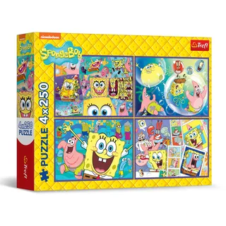 Trefl Puzzle: Spongebob, SpongeBob's Crazy World - 4 x 250 Teile - 4er-Puzzle-Set für Jugendliche