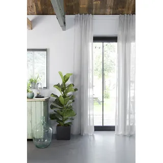 Elbersdrucke Vorhang mit verdeckten Schlaufen Unisono 07 grau halbtransparent 255 x 140 cm Vorhang für Wohnzimmer Schlafzimmer Flur
