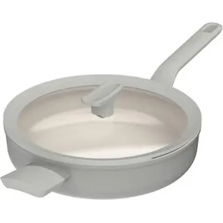 BergHOFF Leo Schmorpfanne, 26 cm, rund, Aluminium, Keramik-Antihaftbeschichtung, Induktion, mit Glasdeckel, grau, cool touch Griff - Grau