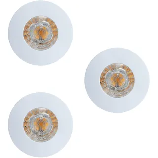 EGLO 3er Set Einbaustrahler Margo, Deckenspot außen, Deckestrahler, Aluguss in weiß, Glas satiniert in weiß, warmweiß, Ø 8,4 cm
