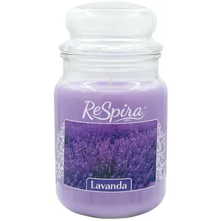 Duftkerze im großen Glas mit Deckel, Baumwolldocht, Brenndauer bis zu 130 Stunden, Made in Italy (1 Stück, Lavendel)