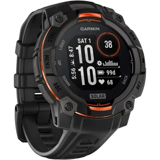 Garmin Instinct 3 Solar BT 45 mm Kunststoffgehäuse schwarz Silikonarmband schwarz M