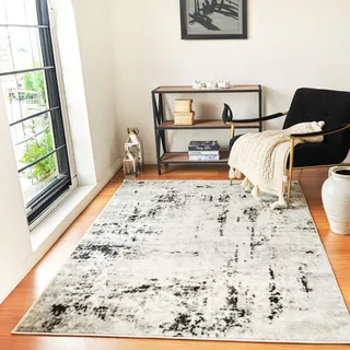 livabliss Jordan Kurzflorteppich 200 x 275 cm Grau/Schwarz/Elfenbein