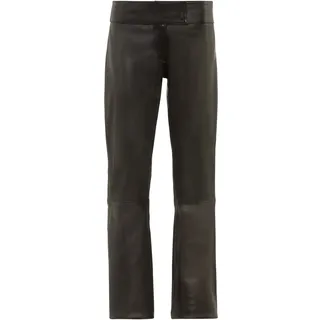 Lederhose RICANO "Lederhose Low Cut 2", Damen, Gr. M, Länge 34, schwarz, Obermaterial: 100% Lammnappaleder LANA., loose fit, Hosen Lederhose, Handgefertigt aus echtem Leder