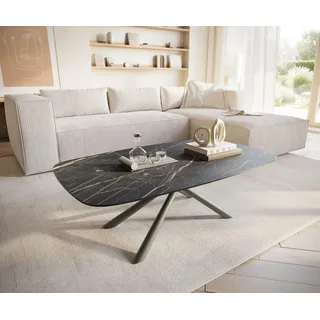 DELIFE Couchtisch Edge Boot 120x70 cm Keramik Laminam® Noir Desir Braun Sarity Metall Effektfinish Titan - Braun