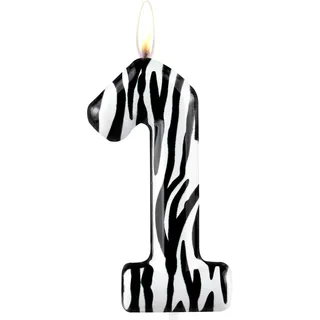 Geburtstagskerzen zum 1. Geburtstag, Zebra-Design, Premium-Wachs- und Metallic-Design, Zebra-Design, Kuchendekoration, Dekoration für Geburtstagsparty, Jahrestag, Feier, Zubehör
