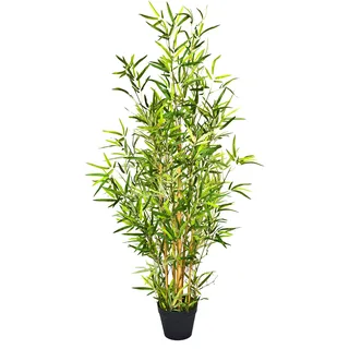 GreenBrokers Künstlicher Bambusbaum im Topf, 130 cm