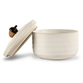 Sagaform Dose Ellen mit Deckel Eichel in der Farbe Weiß, aus Steingut, Durchmesser: 13,5 cm, Höhe: 7,5 cm, 5018423