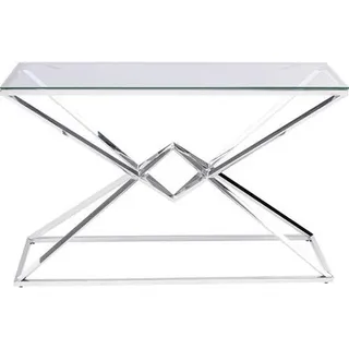 Kare-Design Konsolentisch , Silberfarben , Metall, Glas , 40x78x120 cm , Wohnzimmer, Wohnzimmertische, Konsolentische