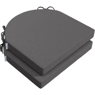 PRIMEPATIO Stuhlkissen 45x45x5cm (2er-Set) Anthrazit - Hochdichter Schaumstoff Indoor/Outdoor für Küche, Esszimmer, Garten - Mit Fixierbändern & Waschbarem Bezug