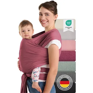 Laleni Tragetuch Baby neugeboren bis 15 kg aus weicher Baumwolle - Babytrage Neugeborene ab Geburt - OEKO-TEX zertifiziertes Tragetuch Kleinkind - Wickeltuch Baby mit 5,10 m Länge - Baby Sling in Rot.