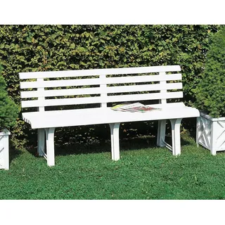 Dmora - Gartenbank Pomezia, Monoblock-Gartenbank, Außenbank, 100 % Made in Italy,Cm 145x49h74, Weiß