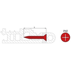 Scell-it PVP -Plastschraube Box 1 PVC-Schraube Plastisch schaumiger Kopf 120 Zingue-Stahl, 4,2 x 45 mm, Ph2, PVCPB42045, 4.2 x 45 mm