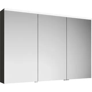 burgbad Eqio Spiegelschrank mit LED-Aufsatzleuchte, 3-türig, mittlerer Türanschlag links, 1200x800x170mm, SPGS120RF2010, Korpus: Grau Hochglanz