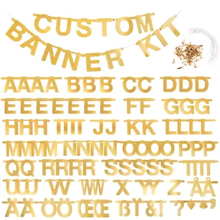 SUNBEAUTY DIY Buchstaben Girlande Gold Buchstabengirlande Alphabet Banner über 100 Letters Party Dekoration Zimmer Deko