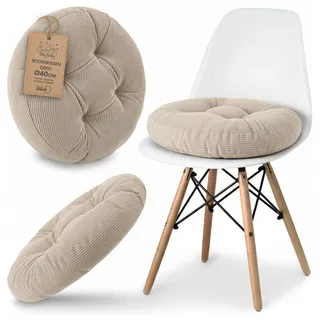 Amazinggirl Sitzkissen rund 40 x 40 cm Beige