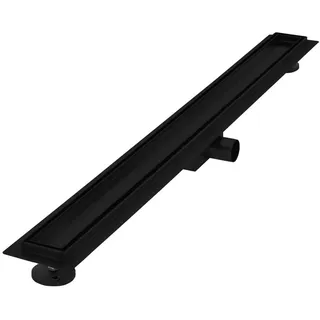 luxebath Duschrinne 90 cm 2in1, befliesbar, extra flach, Edelstahl, Schwarz, Doppelseitige Bodenablauf, Komplettset Bodenbefestigung, Duschablauf, Siphon Geruchsstop, Haarsieb,