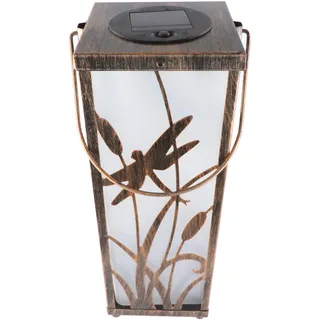 LED Solar Metall Deko Tischleuchte eckig mit 5 warmweißen LED, inklusive AAA Akku austauschbar