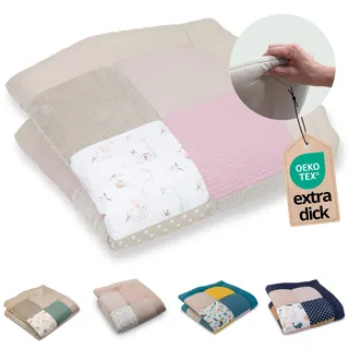 ULLENBOOM Krabbeldecke für Baby 100x100 cm - Dick und weich gepolstert | Außenmaterial: 100% Baumwolle, Alle Materialien OEKO-TEX zertifiziert, Made in EU, Schadstoffgeprüft und waschbar