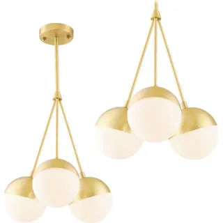 tooLight Pendellampe App688-3Cp Glas Kugel Gold 3-Lichtquelle E27 35X35X85Cm - Gold