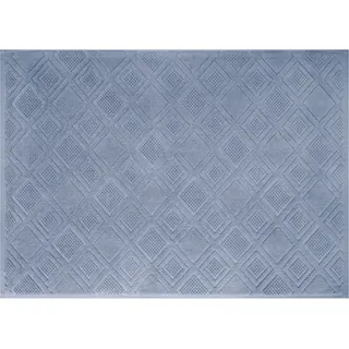 framsohn frottier Badematte "Mosaik" Höhe 7 mm beidseitig nutzbar  schnell trocknend gemustert, Baumwolle, hergestellt in Österreich, taubenblau