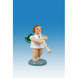 Engelmusikant Engel mit Bassblockflöte mit Krone Höhe ca 6cm NEU Erzgebirge Holz