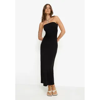 Bandeaukleid LSCN BY LASCANA, Damen, Gr. 46, N-Gr, schwarz, Rippware, Obermaterial: 63% Polyester, 33% Viskose, 4% Elasthan, unifarben, figurbetont knöchellang, ohne Ausschnitt, Kleider Bandeaukleid
