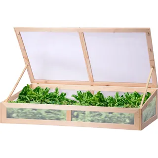 Dobar Frühbeetaufsatz für Hochbeete 128 x 67 x 22 cm, Kiefernholz, natur