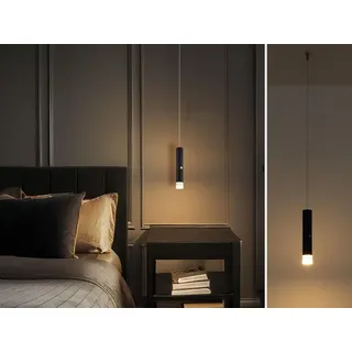 LED Hängeleuchte, schwarz, matt, Akku, Taschenlampe, H 120cm - Schwarz